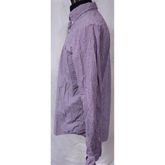 Ralph Lauren Mens Large Red Blue Stripe Check Long Sleeve Embroidered Logo Shirt - Picture 6 of 12